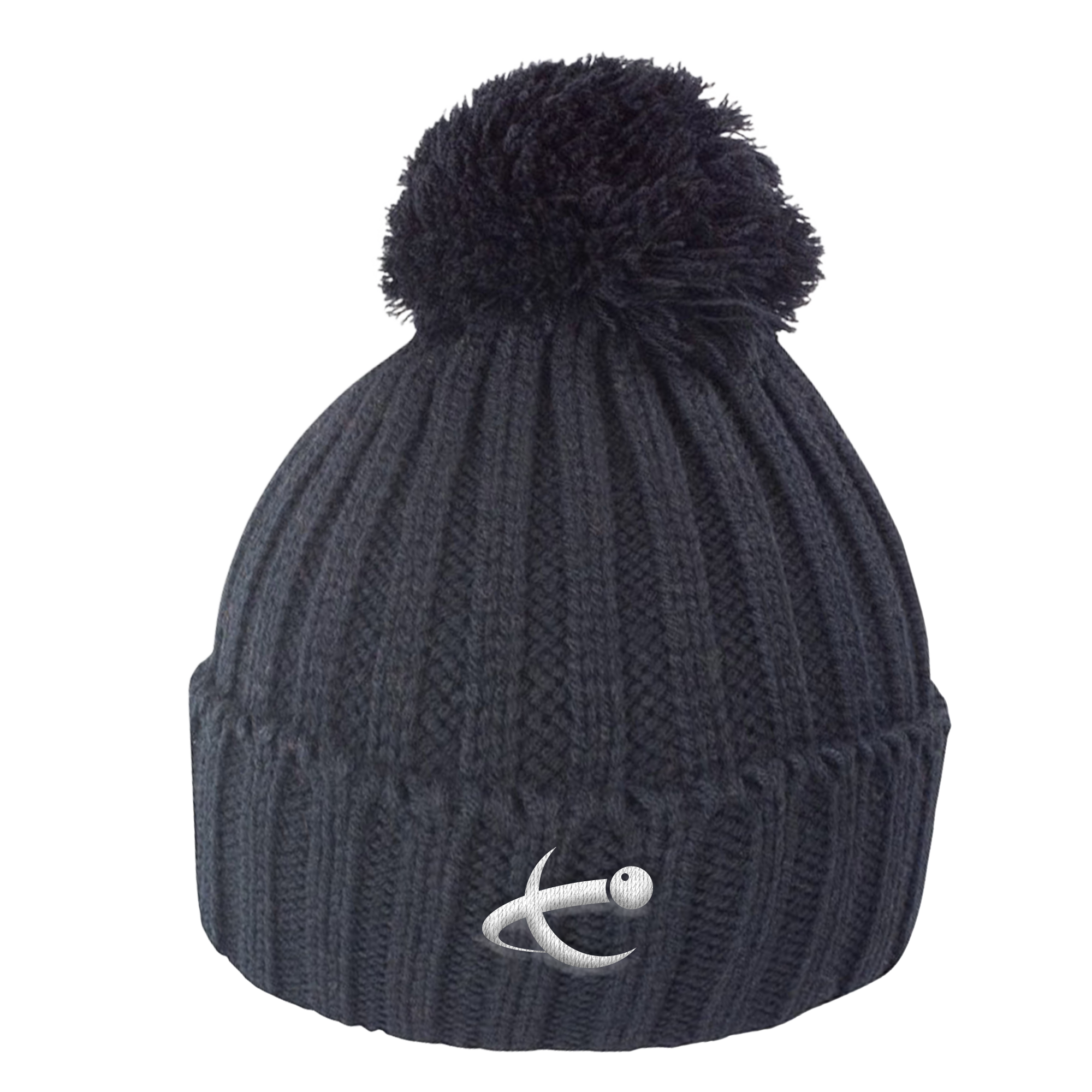 WPBSA Black Chunky Knit Bobble Hat
